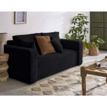 Bestmobilier - Topaze - 2-sitzer einzelsofa - aus strukturiertem samt - schwarz