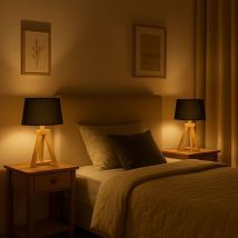Set di 2 lampade da tavolo hod in legno E27 37cm