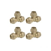 Suinga - Pack 4 Te Latón 25mm para tuberia de polietileno 25 mm Accesorio de laton con Certificado Aenor Te de latón fontaneria