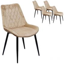 Ws Design - Ensemble de 4 chaises de restaurant Boston Pizzeria velours gris colombe