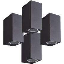 Set de 4 manathan Apliques de exterior Negro Rectangular doble haz GU10 IP54