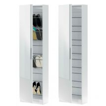 Meuble à chaussures avec porte miroir 180 cm blanc mat - Irlanda
