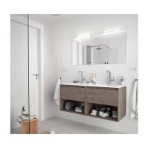 Caesaroo - Mueble de baño suspendido Nova 120 cm en madera de roble eternity con lavabo incorporado - 120 cm Standard