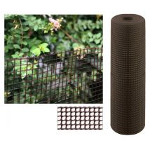 Suinga - Maille plastique carré 0.5 x 0.5 cm, marron 1 x 25 m, clôture artificiel pour terrasses, balcons ou jardins