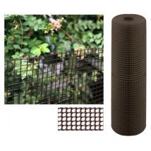 Suinga - Maille plastique carré 1x1 cm, marron 1 x 25 m, clôture artificiel pour terrasses, balcons ou jardins