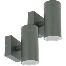 2er-Set Wandleuchten venice Anthrazit außen zweistrahlig GU10 IP54