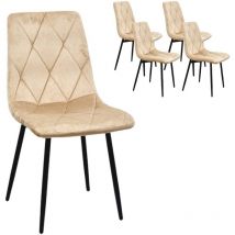 Ws Design - x 4 Chaise Marbella Pieds en velours noir Tortora