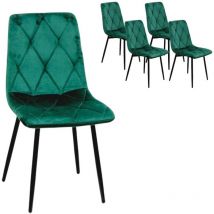 Ws Design - x 4 Chaise Marbella velours noir pied vert