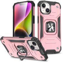 Coque blindée avec support de doigt pour iPhone 15 Plus Ring Armor, or rose