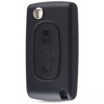 Coque de Clé Compatible Peugeot - 2 Boutons, Lame sans Rainure, Pile Incluse
