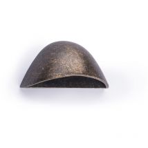 Coquille en Zamak avec finition en cuir vieilli, dimensions: 60x30x26mm et inserts: 32mm - talla