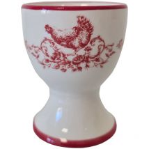 Coquetier blanc en céramique motif Poules