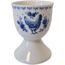 Coquetier blanc en céramique motif Poules