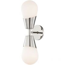 Cora 2 Light Wall Sconce Polished Nickel, Glass
