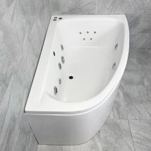 Hydros - Cora Right Hand Offset Corner Bath 1500 x 1000mm + Whirlpool Jet & Light Options, 6 Jets