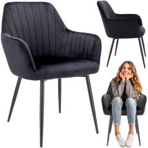 Cora Stuhl Schwarz – Velours – 82 cm Höhe – 56 cm Breite – 61 cm Tiefe – 45 cm Sitzhöhe – 41 cm Sitzbreite – 43 cm Sitztiefe – 120 kg Belastbarkeit