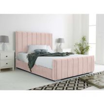 Coraline Pink Plush Velvet Double Bed Frame