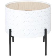 Altobuy - corally - Table d'Appoint Ronde Blanche avec Coffre