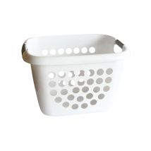 Laguelle - Corbeille à linge 28l bi matière blanc/gris 45x35x29.5cm