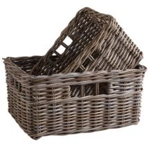 Aubry Gaspard - Corbeille de rangement en poelet gris (Lot de 2)