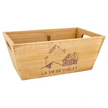 Corbeille en bois rectangulaire 'La vie de chalet'
