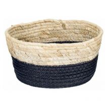 Corbeille en jonc de mer - noir et naturel