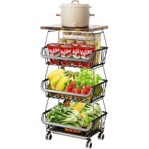 Panier de Fruits et Legumes avec Roues Corbeille à Fruits à 4 Niveaux Étagère à légumes adapté à la Cuisine Garde-Manger Les Toilettes