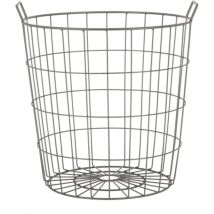 Panier en métal argenté – 39 L – L 42,3 cm x P 40,2 cm x H 43,7 cm – Décoration jardin