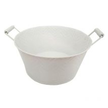 Corbeille ronde en métal laqué avec chevrons 25 cm