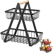 Corbeilles à Fruits, Panier a Fruits a Etages en Métal Décoration, Corbeille à Fruits en Métal à 2 Etages, Amovible Porte-Fruits Paniers, pour