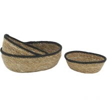 Corbeilles basses en jonc naturel (Lot de 3)