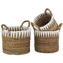 Corbeilles rondes en bananier et coton (lot de 3)