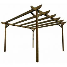 Arbor Garden Solutions - Corbel Wooden Garden Pergola Kit, 3.6m x 4.2m , (4 uprights) Light green