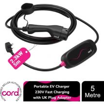 Cord Lite 5m Portable EV Charger 230V Fast Charging with UK Plug Adapter