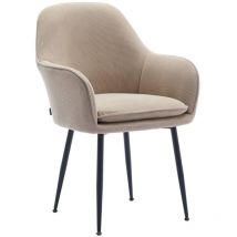 Sweeek - Cord-sessel Mit Mattschwarzen Metallfüßen, Cord, Beige