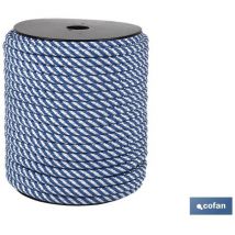 Bobine de corde hélicoïdale 8mm 50 m. blanc/bleu