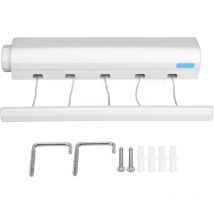 Rqiurpn - Corde à Linge Rétractable, Corde à Linge Portable Murale Compacte pour Usage Intérieur ou Extérieur Etendoir Mural Extensible (5 Fils)