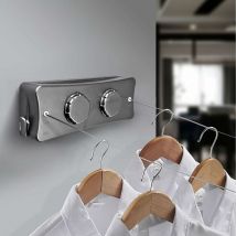 Linghhang - Corde à Linge Rétractable, Fil a Ligne Retractable Murale avec 2 x 5M Ligne en Acier Inoxydable, Fil Linge Extensible Réglable pour
