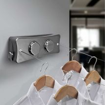 Debuns - Corde à Linge Rétractable, Fil a Ligne Retractable Murale avec 2 x 5M Ligne en Acier Inoxydable, Fil Linge Extensible Réglable pour