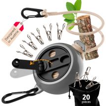 Corde à Linge Rétractable - manivelle dépliable pour Un enroulement sans Effort - Corde à Linge Robuste de 8m pour Le Camping, Le Camping-Car & Le