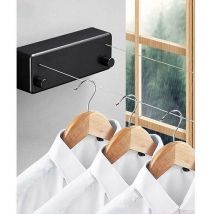 Linghhang - Corde à Linge RéTractable,Fil Linge Extensible RéGlable 4.2 m,Poteau Etendoir Linge Exterieur,Corde a Linge Exterieur ,pour IntéRieur