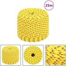 The Living Store Corde de bateau Jaune 6 mm 25 m Polypropylène - Corde De Bateau - Corde Nautique - Polypropylène - Amarrage - Gréement