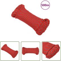 The Living Store Corde de bateau Rouge 3 mm 500 m Polypropylène - Corde De Bateau - Corde Polypropylene - Corde Marin - Amarrage - Voilier