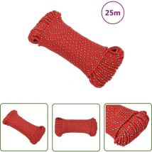 The Living Store Corde de bateau Rouge 5 mm 25 m Polypropylène - Corde De Bateau - Corde Marine - Polypropylène - Corde Tressée - Amarrage