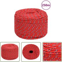 The Living Store Corde de bateau Rouge 6 mm 250 m Polypropylène - Corde De Bateau - Corde Marine - Polypropylène - Corde Tressée - Amarre