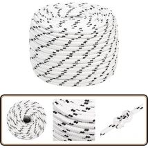 Corde de bateau tressé Blanc 14 mmx25 m Polyester - Corde Marine - Corde De Bateau - Corde Tressée - Polyester - Ligne De Gréement