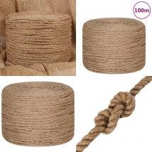 Corde de jute 100 m de long 8 mm d'épaisseur - Corde De Jute - Ficelle De Jute - Corde Naturelle - Corde Artisanale - Décoration En Jute - Home &