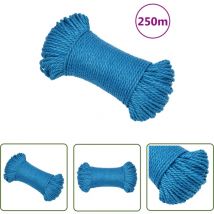 The Living Store Corde de travail Bleu 6 mm 250 m Polypropylène - Corde De Travail - Corde Bleue - Corde Polypropylène - Corde De Construction