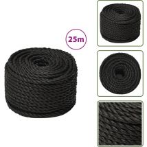 Vidaxl - Corde de travail Noir 12 mm 25 m polypropylène - Corde - Cordes - Corde Torsadée - Corde Torsadée