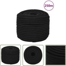 Echoo - The Living Store Corde de travail Noir 12 mm 250 m Polyester - Corde De Travail - Corde Tressée - Polyester - Corde Noire - Cordon Robuste